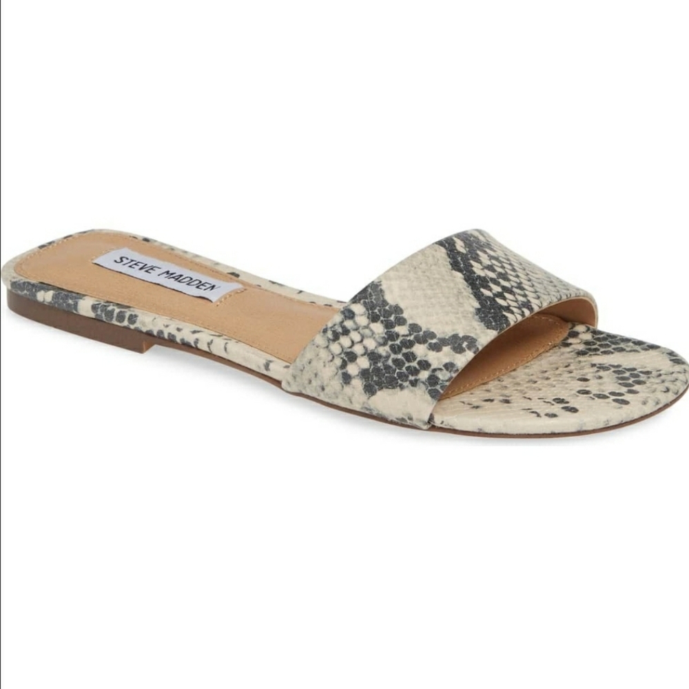 Steve Madden Bev Slide Flat Sandal Snake Print size 10